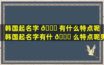 韩国起名字 🐎 有什么特点呢（韩国起名字有什 🐘 么特点呢男孩）